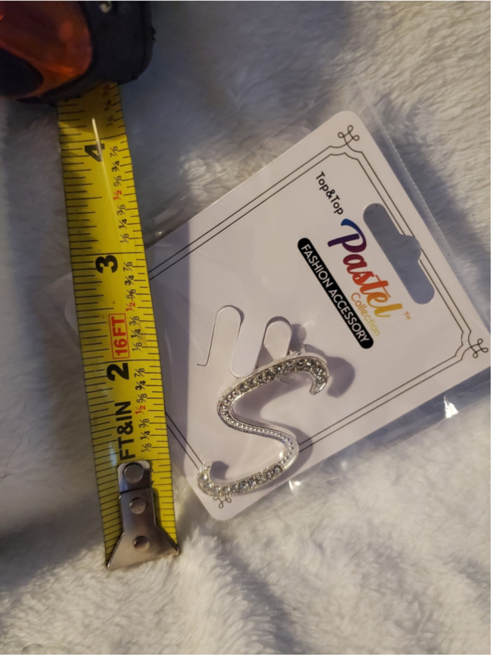 S for Sexy or the first Letter of your name. Silver Rhinestone Brooch 2 inches